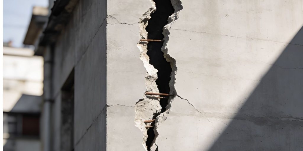 Edificio con daños en la fachada