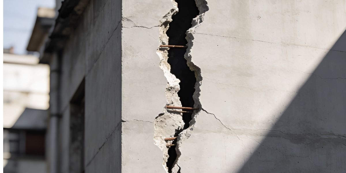 Edificio con daños en la fachada