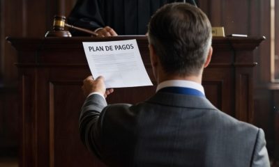 Persona ante un Juez entregando un plan de pagos