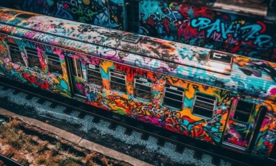 Vagón de tren con grafitis