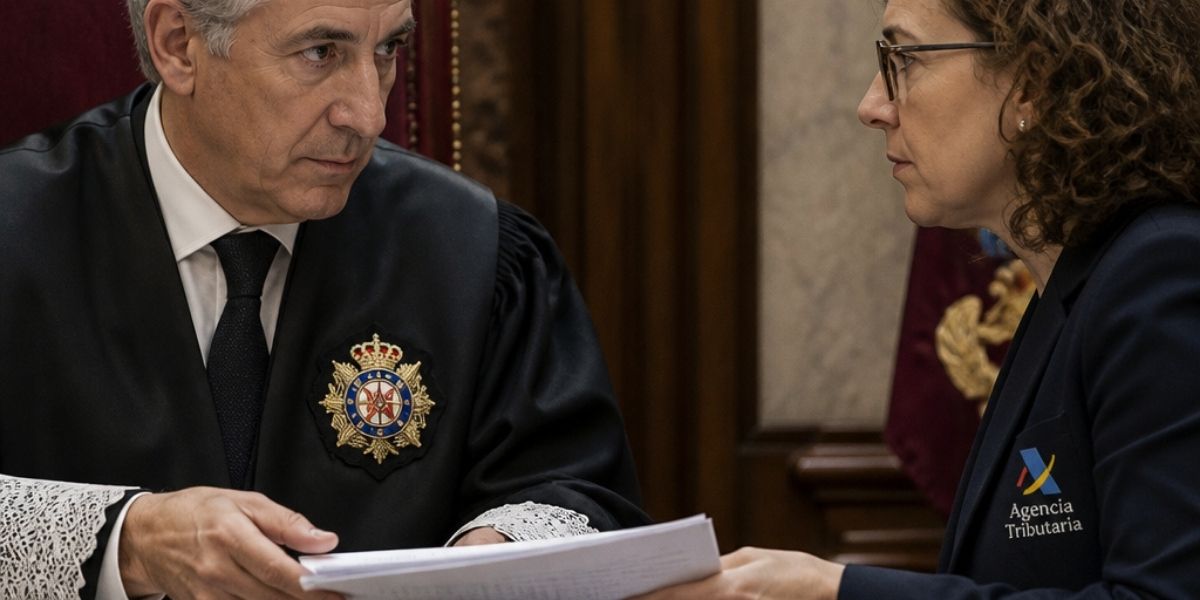 Magistrado Tribunal Supremo y a su lado el representante de la Agencia Tributaria