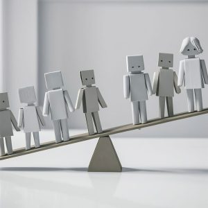 Balanza desequilibrada con figuras de personas a cada lado