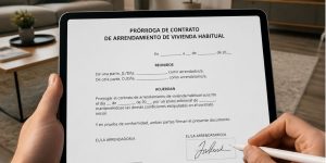 Contrato de arrendamiento en una tablet