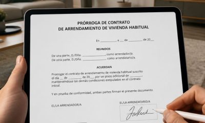 Contrato de arrendamiento en una tablet