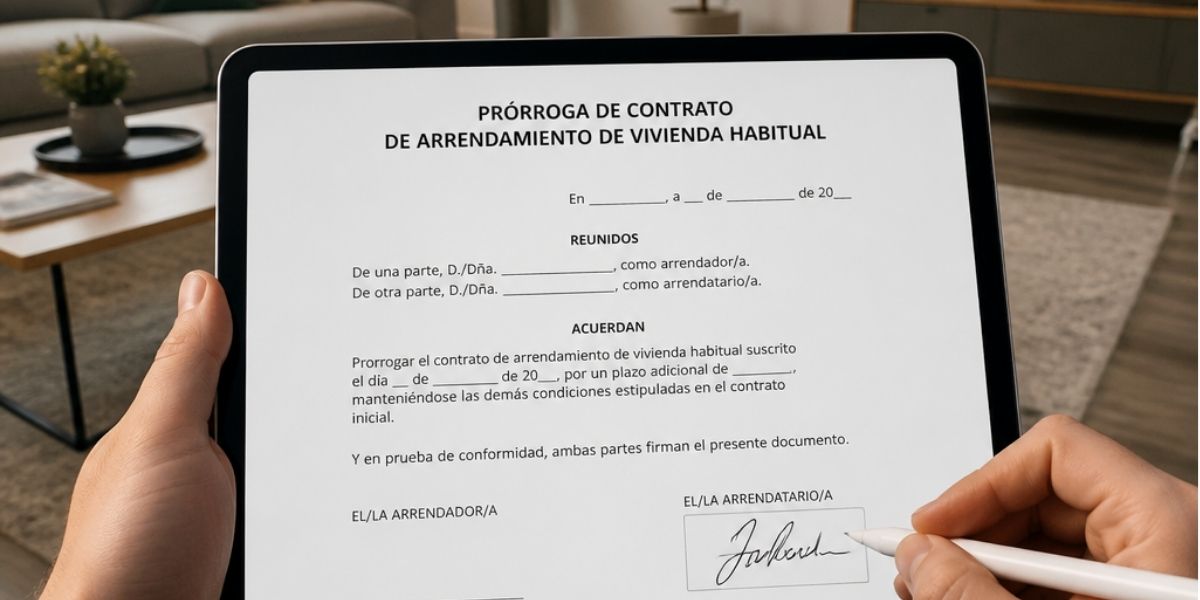 Contrato de arrendamiento en una tablet