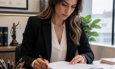Abogada revisando un caso