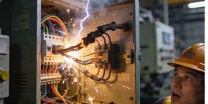 Cuadro eléctrico con chispas