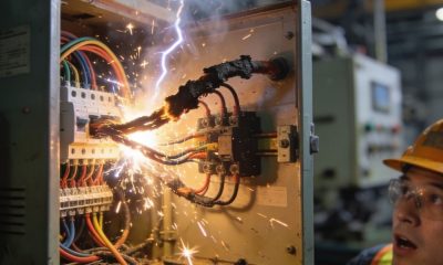 Cuadro eléctrico con chispas