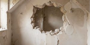Agujero en la pared de un desván