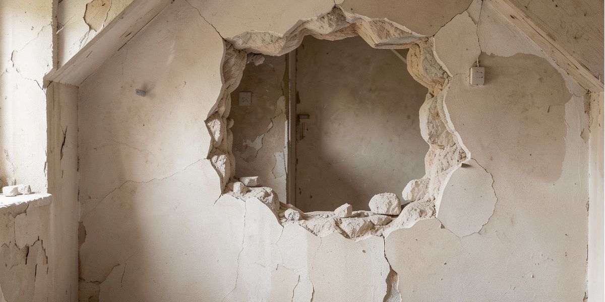 Agujero en la pared de un desván