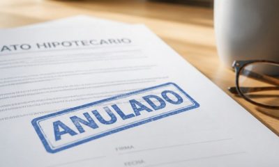 Documento de contrato hipotecario con sello de anulado