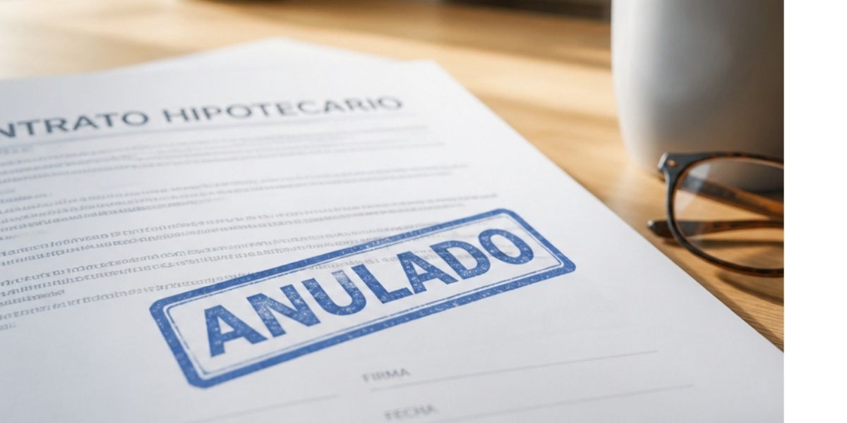 Documento de contrato hipotecario con sello de anulado