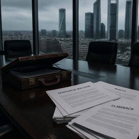 Documento de cláusulas encima de un despacho de entidad bancaria