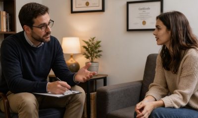 Psicólogo hablando con una paciente