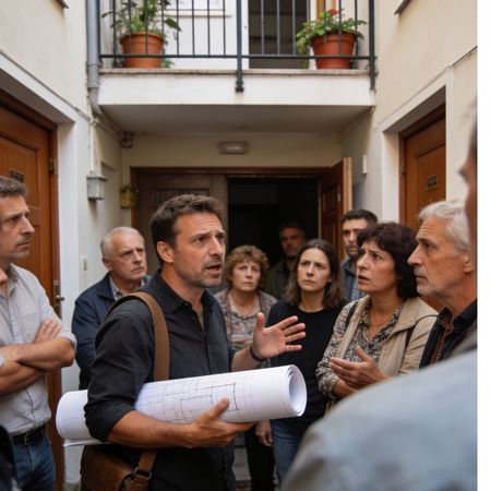 Discusión vecinos y arquitecto