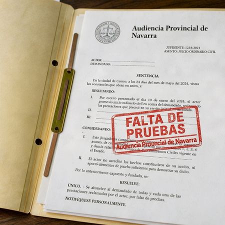 Expediente con sello "falta de pruebas"