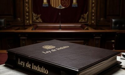 Código legal "Ley de Indulto" sobre una mesa de juzgado