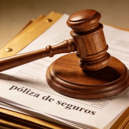 Mazo de un juez sobre una póliza