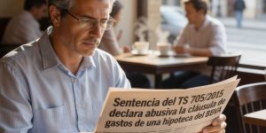 Una persona leyendo un titular relacionado con cláusulas abusivas