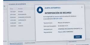 Alerta informática de presentación de un recurso de apelación