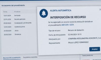 Alerta informática de presentación de un recurso de apelación