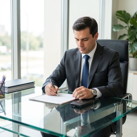 Abogado revisando su escrito