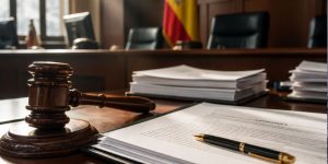 Documento de conclusiones en una sala de vistas