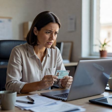 Una mujer usando el PC para contratación online
