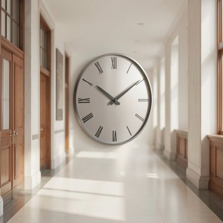 Un reloj en un pasillo de un Juzgado