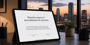 Escrito de renuncia en una tablet