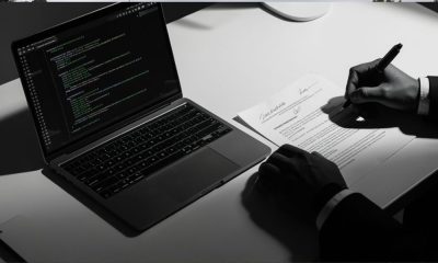 Persona con un ordenador y datos bancarios
