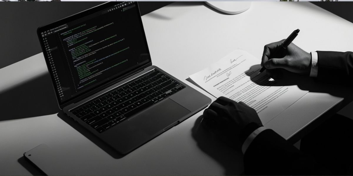 Persona con un ordenador y datos bancarios