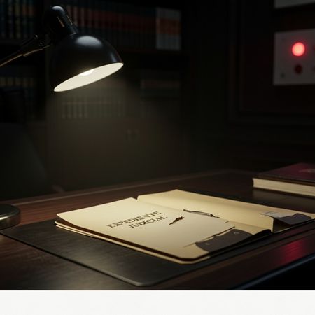 Expediente judicial en una mesa de despacho