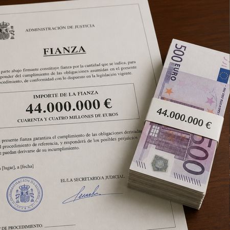 Documento de fianza y billetes de 500€