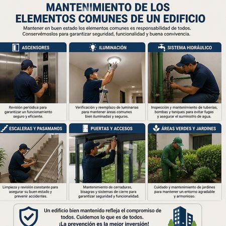 Cartel de mantenimiento de comunidad de propietarios