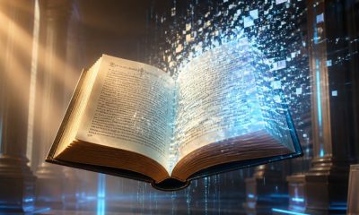 Un libro del que se desprenden códigos informáticos