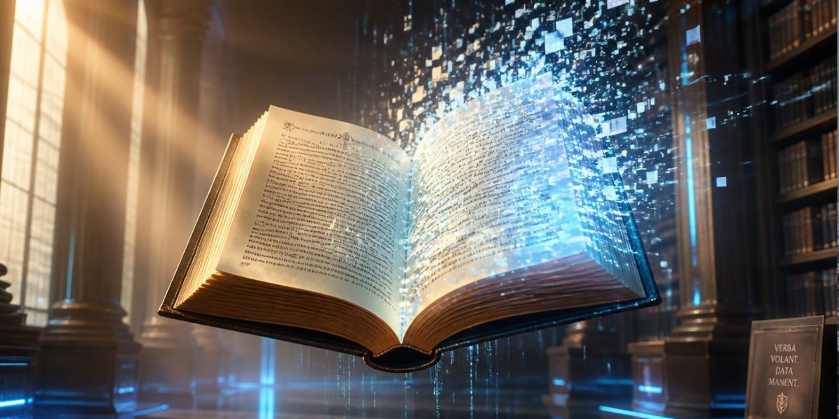 Un libro del que se desprenden códigos informáticos