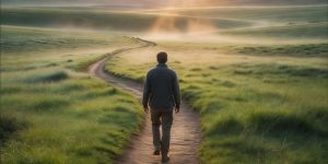Persona siguiendo un camino en la naturaleza