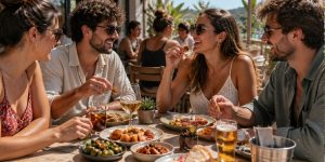 Varias personas disfrutando de un picoteo