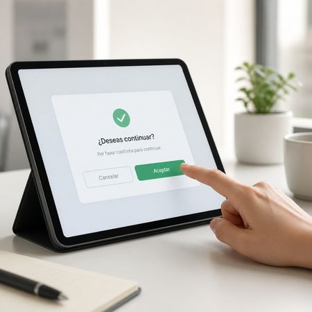 Proceso de contratación en tablet