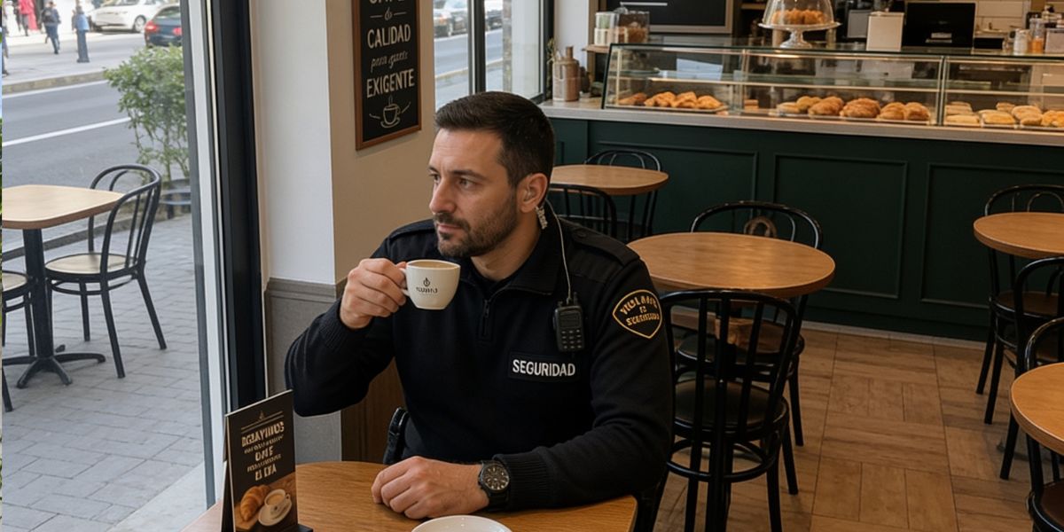 Vigilante de seguridad en una cafetería