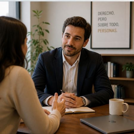 Abogado asesorando a cliente