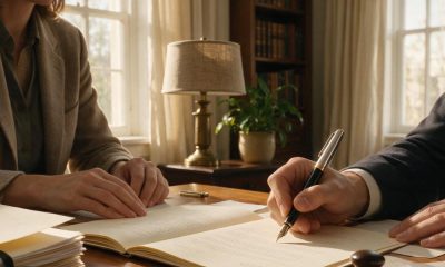 Dos personas firmando un contrato