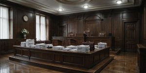 Sala de juicio con expedientes acumulados