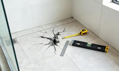 Inspección técnica de defectos constructivos en la instalación del suelo de un cuarto de baño.