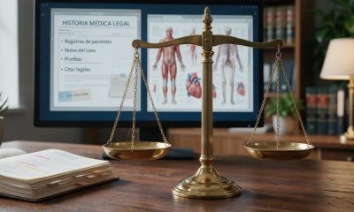 Balanza de justicia y foto del cuerpo humano