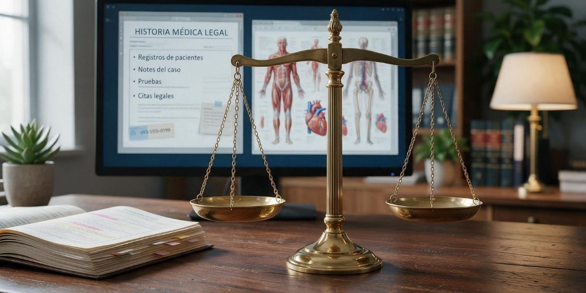 Balanza de justicia y foto del cuerpo humano