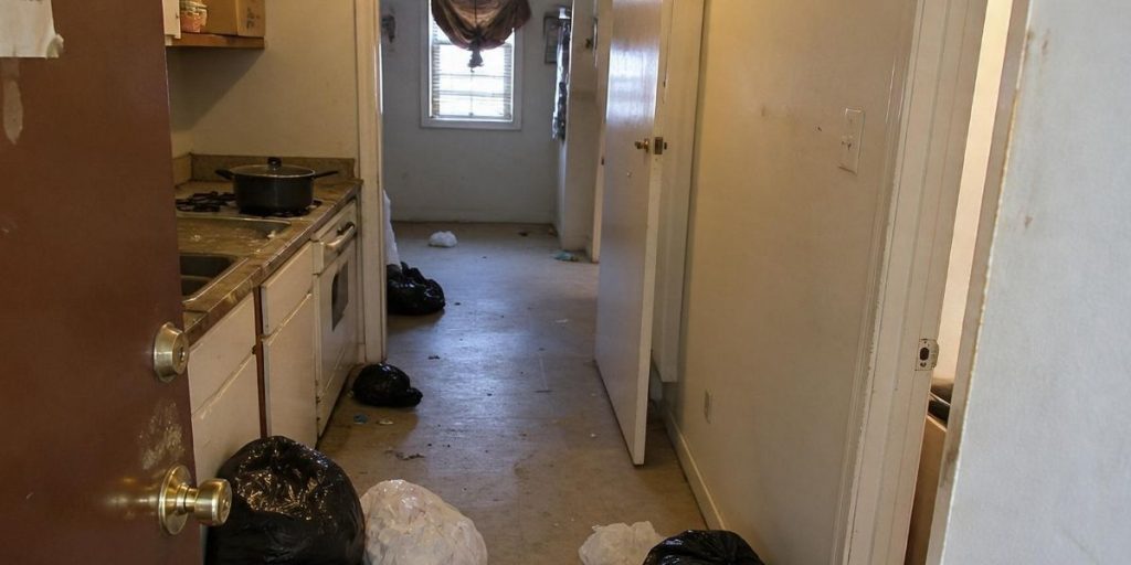 Acumulación de basura en casa de alquiler
