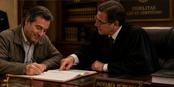 Administrador firmando