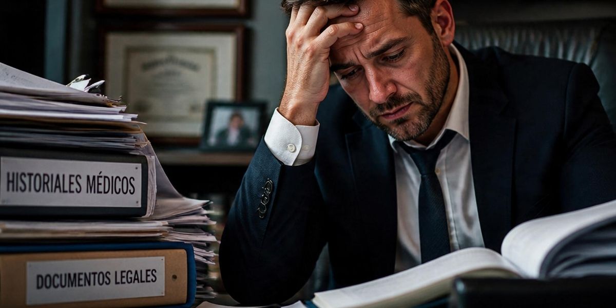 Un abogado evaluando el historial médico y preparación del recurso